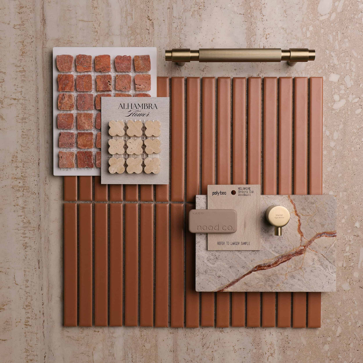 Botanica Kit Kat Series Porcelain Mosaic in Terracotta, Matt finish