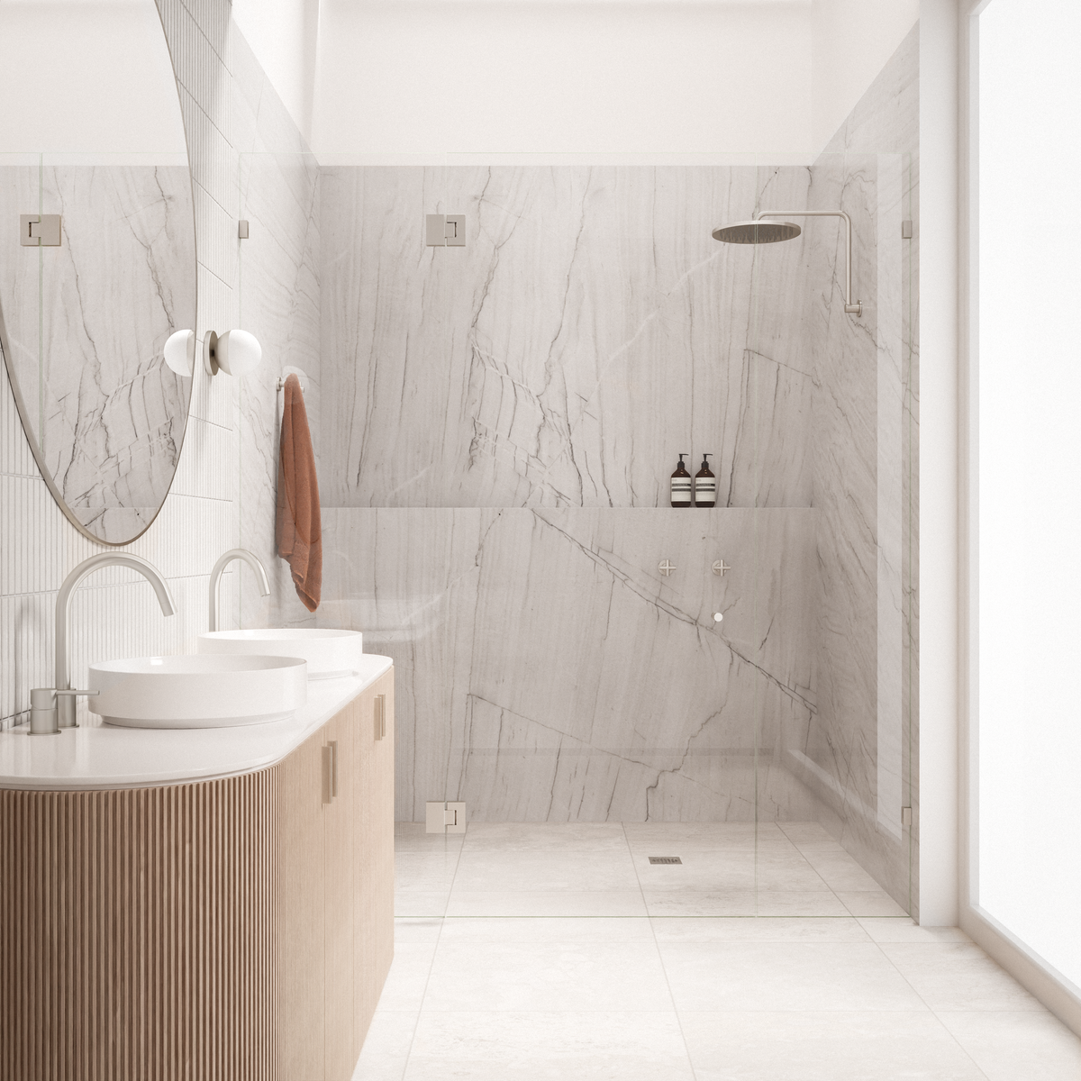 High Rise Shower Arm in Brushed Nickel | Meir