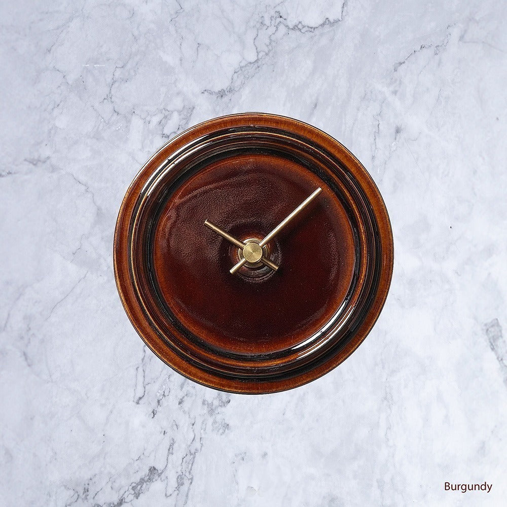 Okinawa Hand Glazed Japanese Medium Clock in Burgundy
