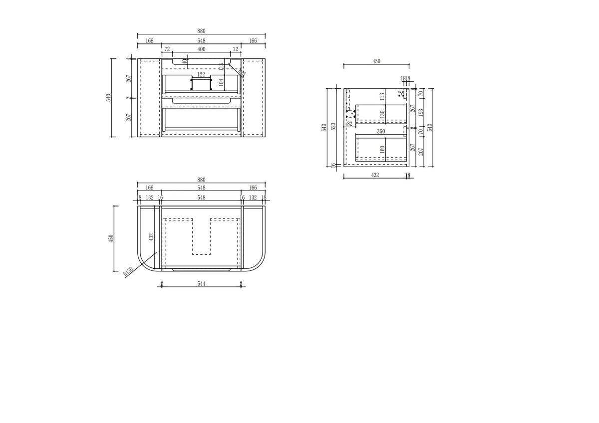 Aulic Briony Wall Hung Vanity 900mm | Aulic