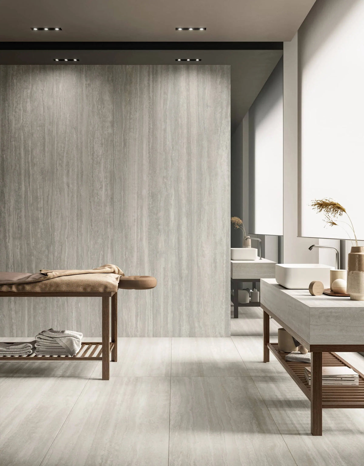 Iconica Verso Vein Cut Porcelain Floor & Wall Tile in Classic, Navona & Silver, Matt finish