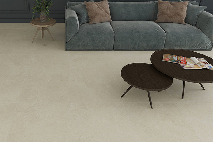Cairo Limestone Look Porcelain Tile | EZIGrip Indoor Outdoor Tile in Bone, Grip finish