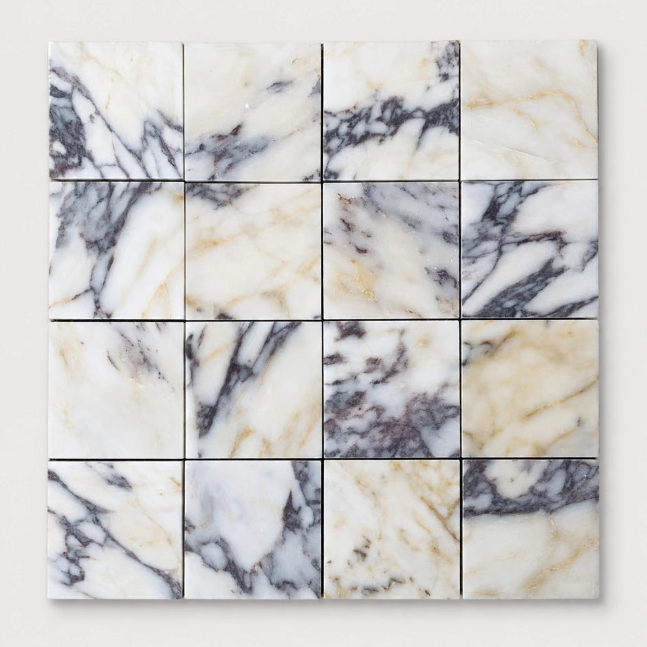 Calacatta Viola Square Marble Tile | Tumbled & Honed Natural Stone