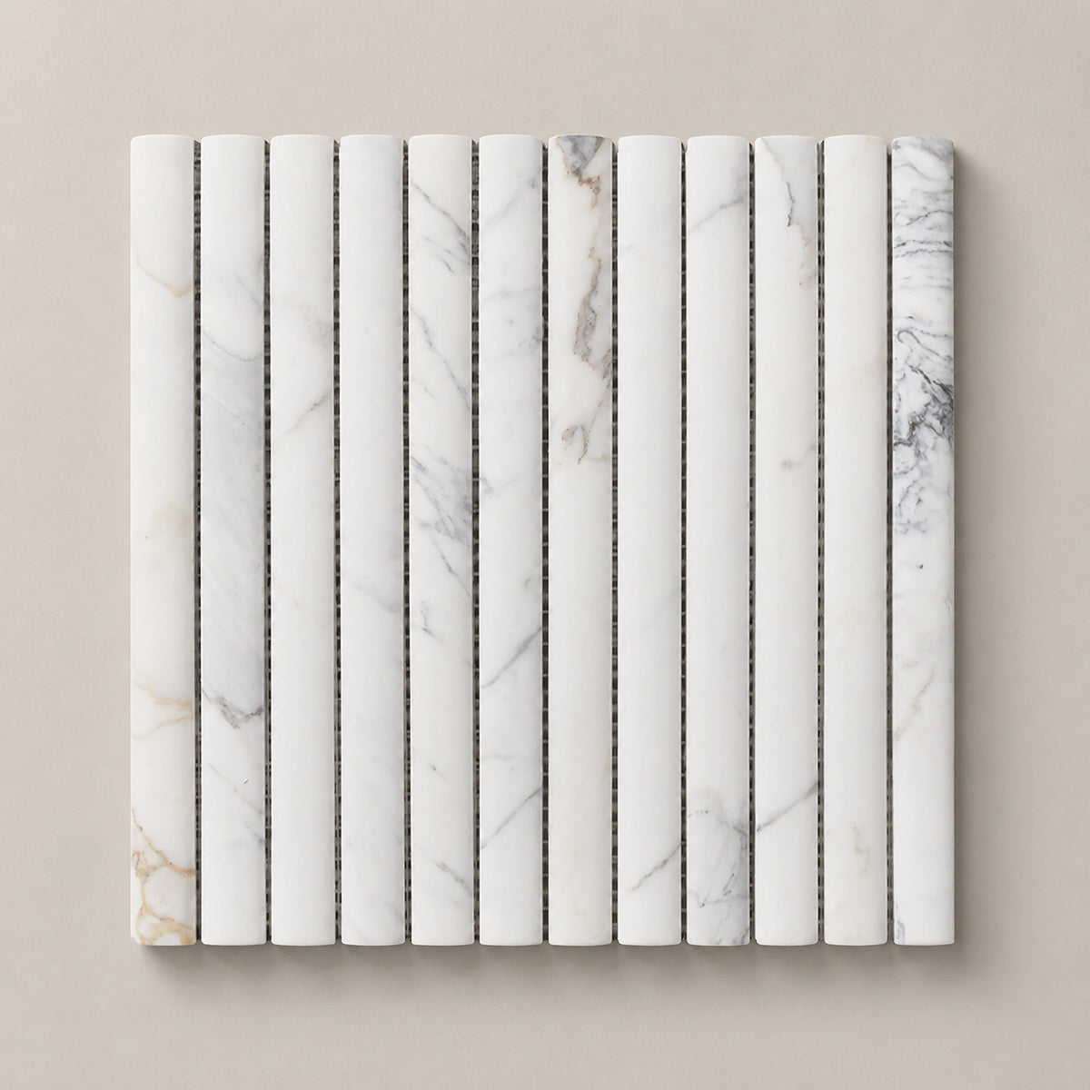 3D Flute Marble Mosaic | Honed Natural Stone Feature Mosaic in Calacatta