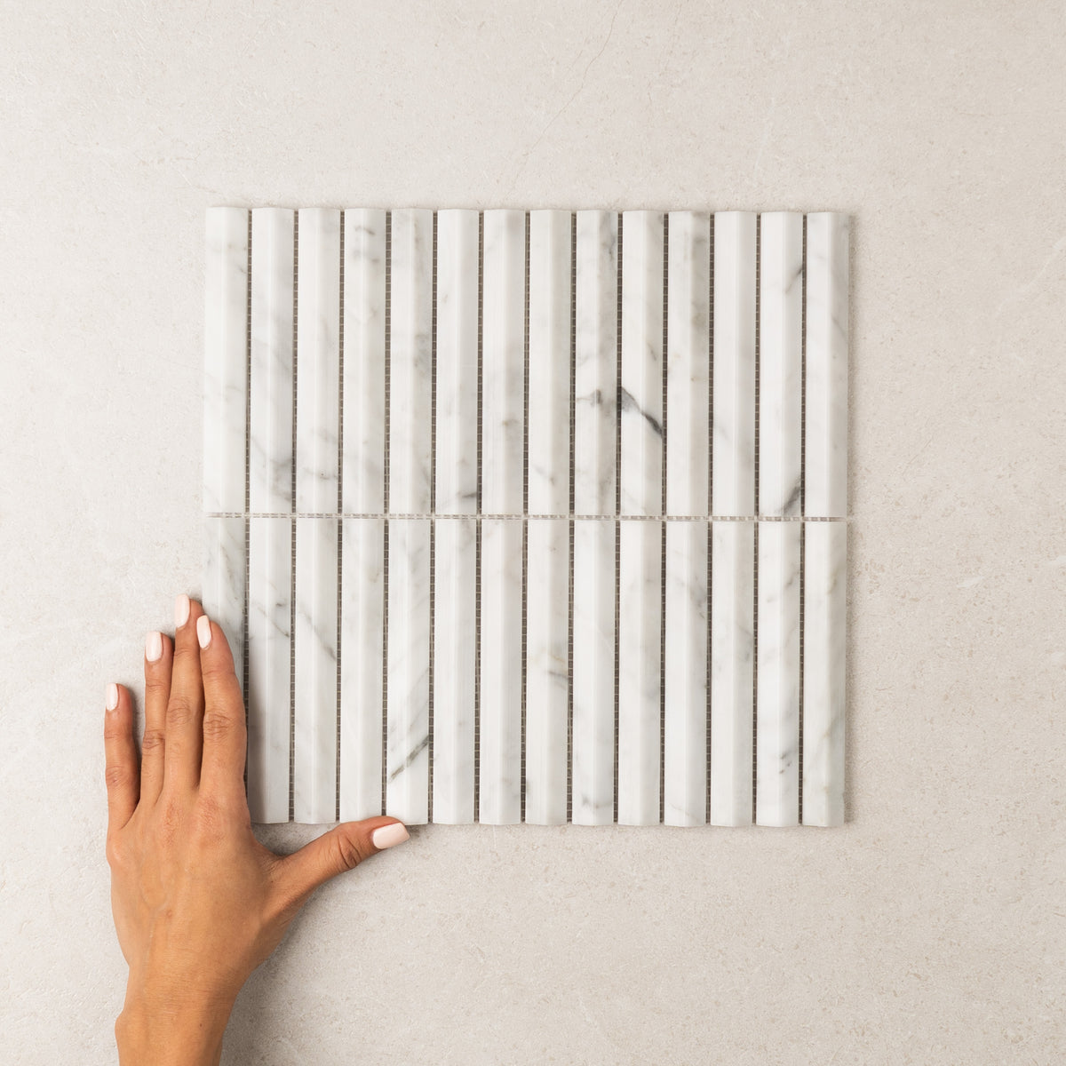 Carrara Stack Marble Mosaic | Honed Natural Stone