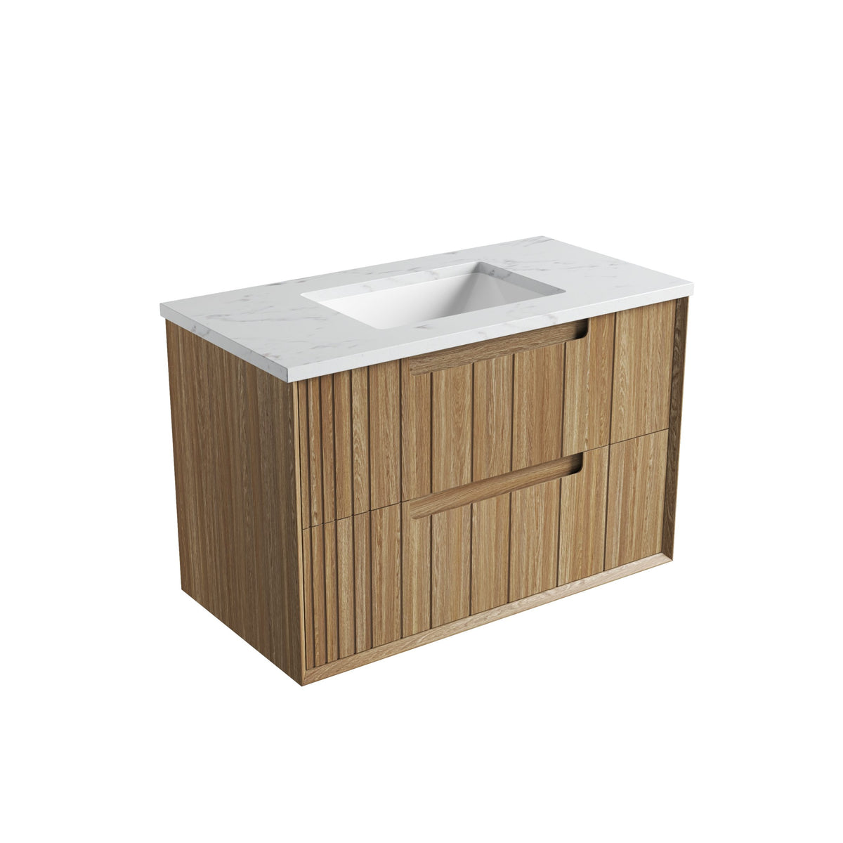 Aulic Voulari Framed Wall Hung Vanity 900mm - Harvest Oak in Cato | Aulic