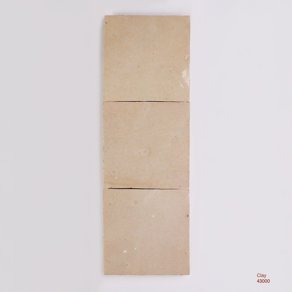 Zellige Moroccan Square Handmade Tiles in Clay, Glazed finish