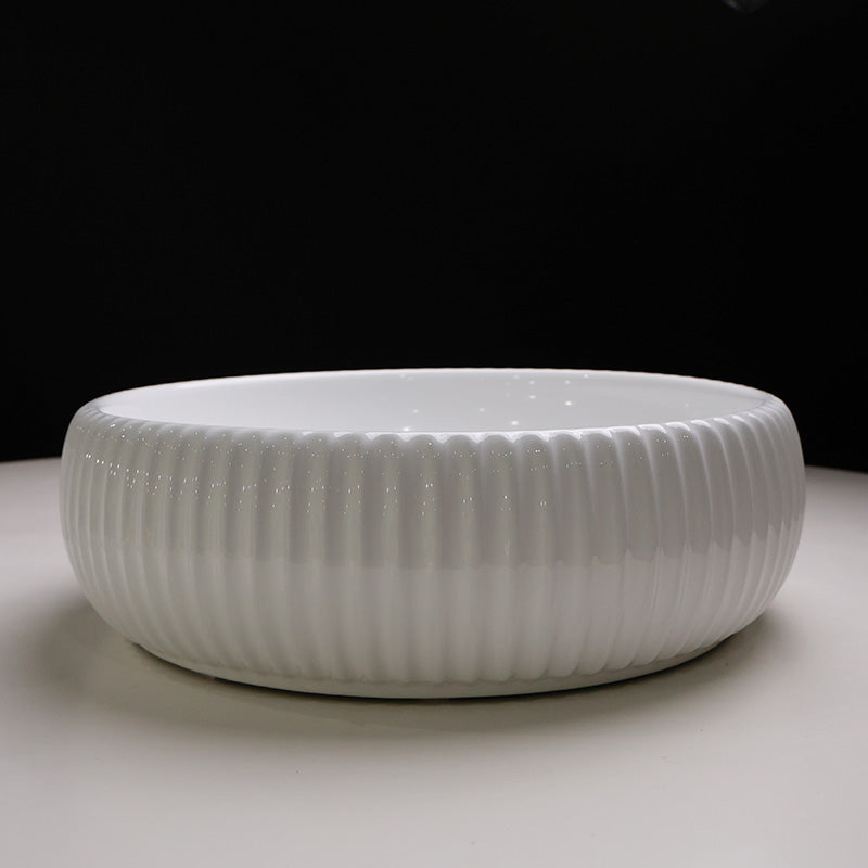 Claya Round Fluted Above Gloss Counter Basin – Floor Stock