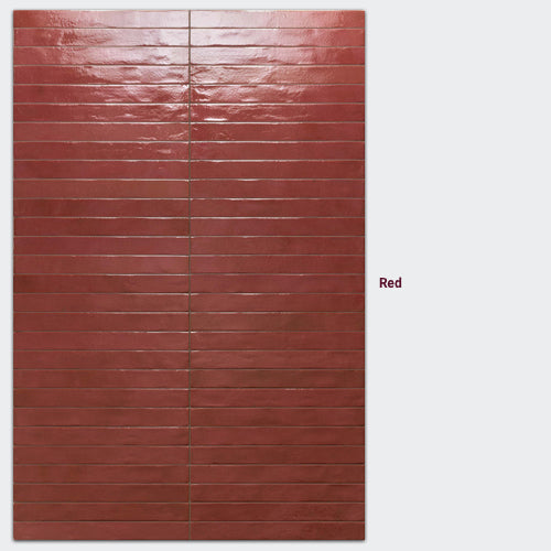 Italian Subway Tiles Color Series 48×450 mm in Red, Glazed finish