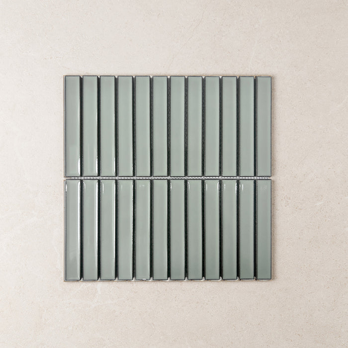 Concave Kit Kat Stack Wall Mosaic in Pistachio, Gloss finish