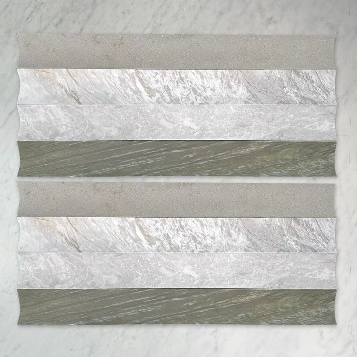 Concave Natural Stone Flute in Sparta, Volacas, Grey, Willow Green, Grigio & Carrara, Honed finish
