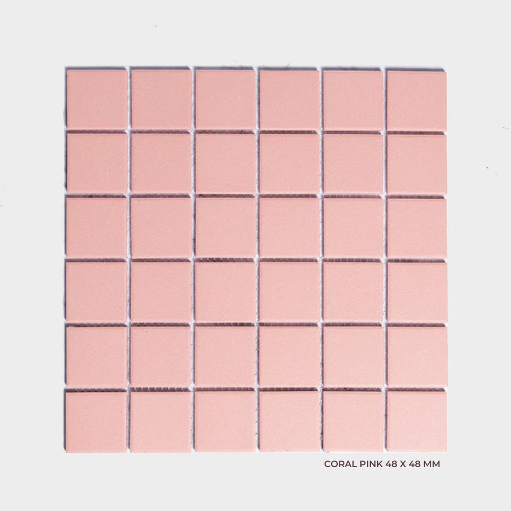 Bridges Series Square Mosaic in Coral Pink, Matt finish