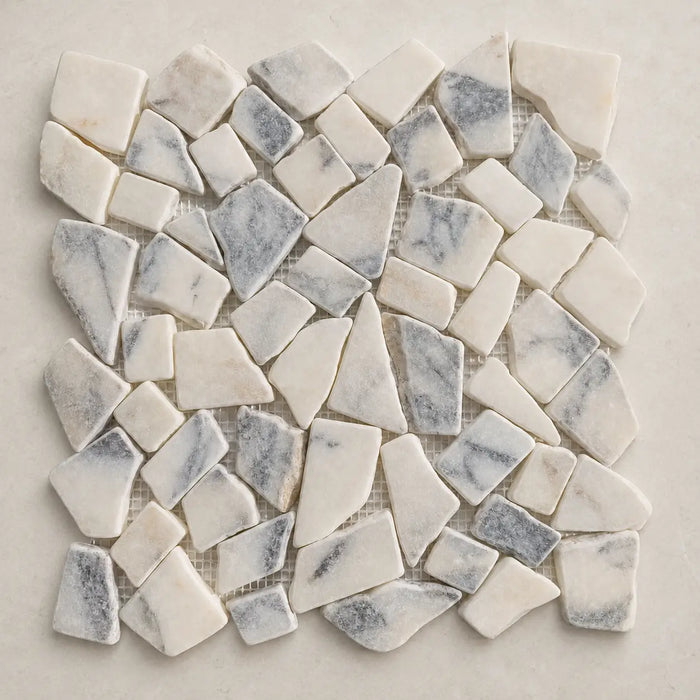 Calacatta Viola Crazy Pave Marble Mosaic | Tumbled & Honed Natural Stone