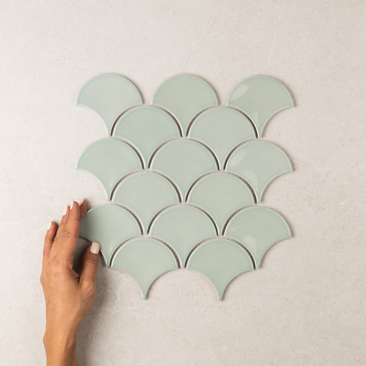 Fishscale Concave Surface Mosaic Wall Tile