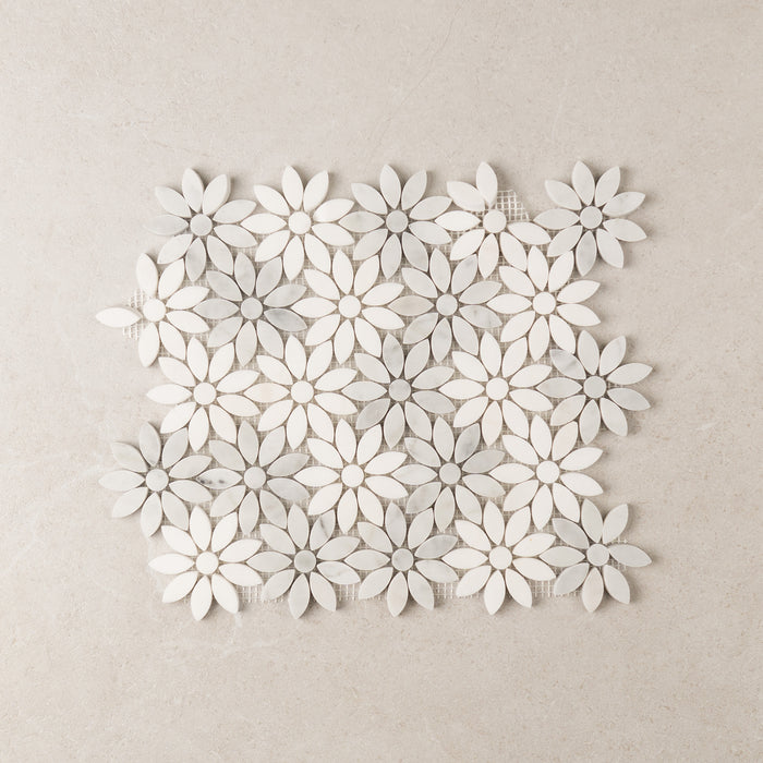 Carrara Flower Marble Mosaic | Honed Natural Stone