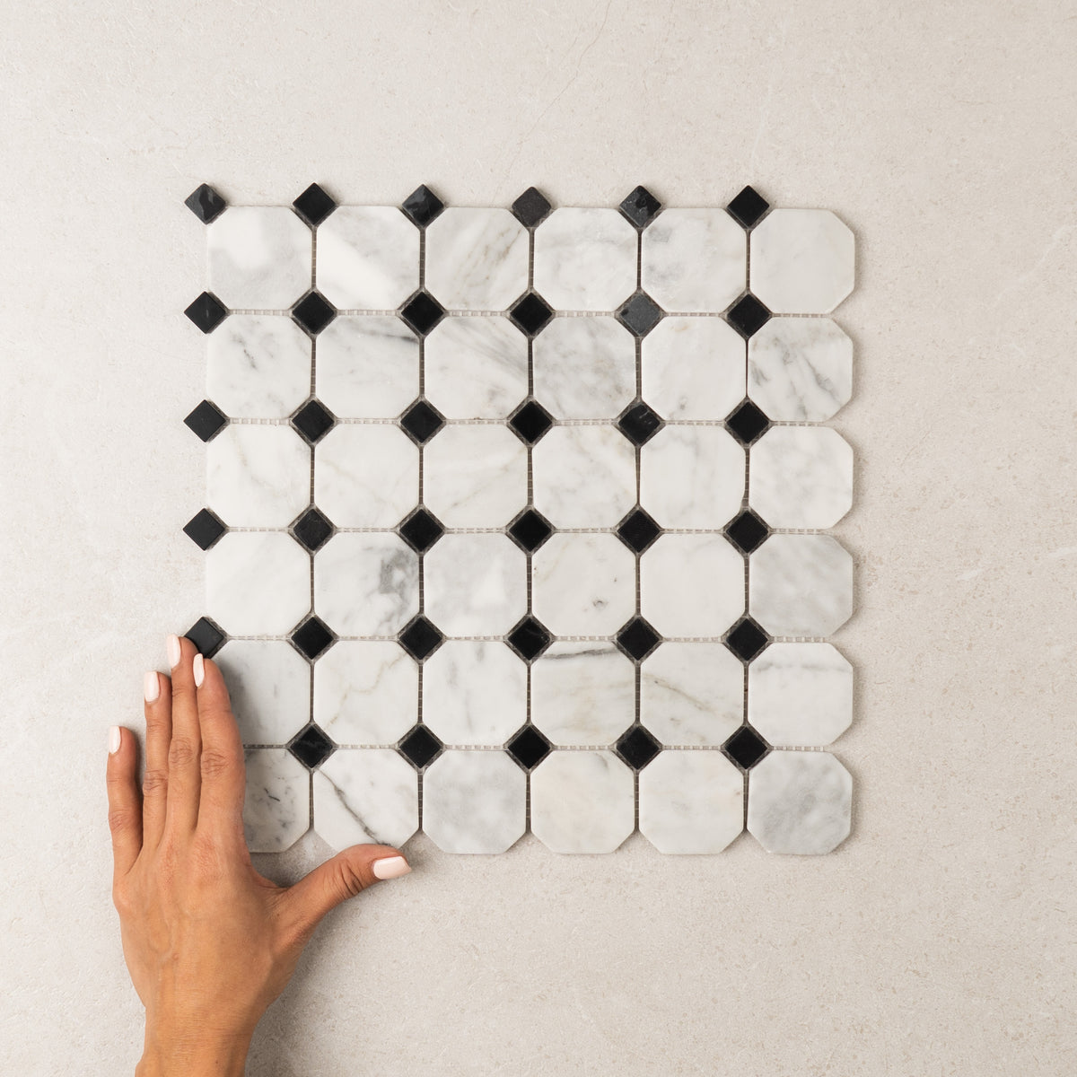 Carrara Octagon Marble Tile & Mosaic | Tumbled & Honed Natural Stone