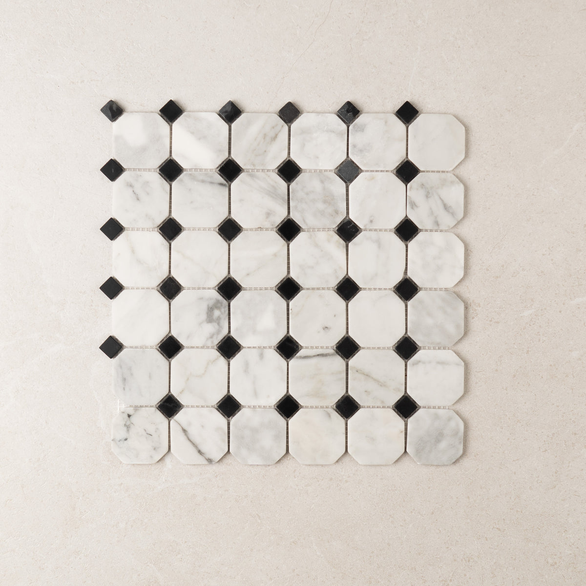Carrara Octagon Marble Tile & Mosaic | Tumbled & Honed Natural Stone