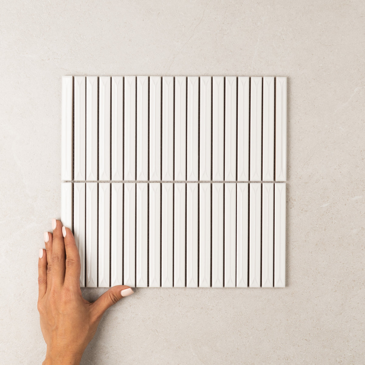 White 3D Stack Gloss Mosaic