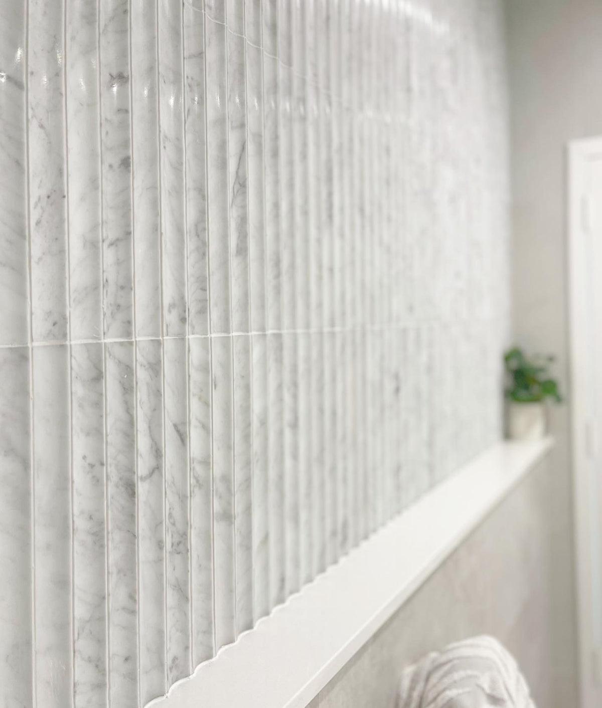 Carrara Concave Kit Kat Marble Mosaic | Honed Natural Stone