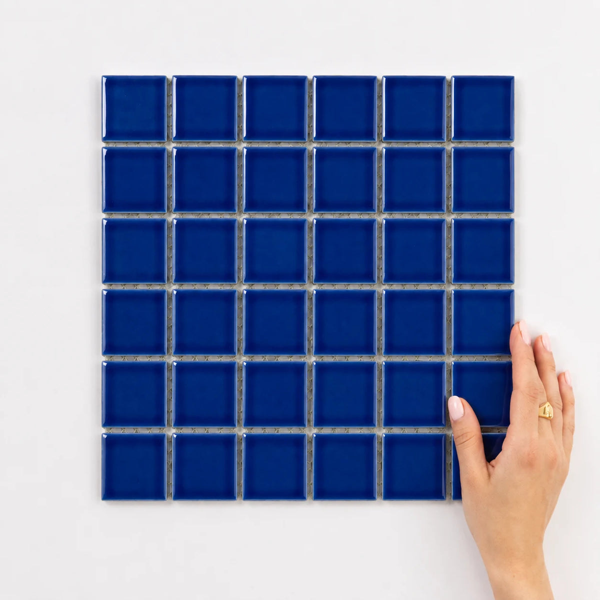 Gloss Square Pool Mosaic Tile 47x47 in Sapphire Blue