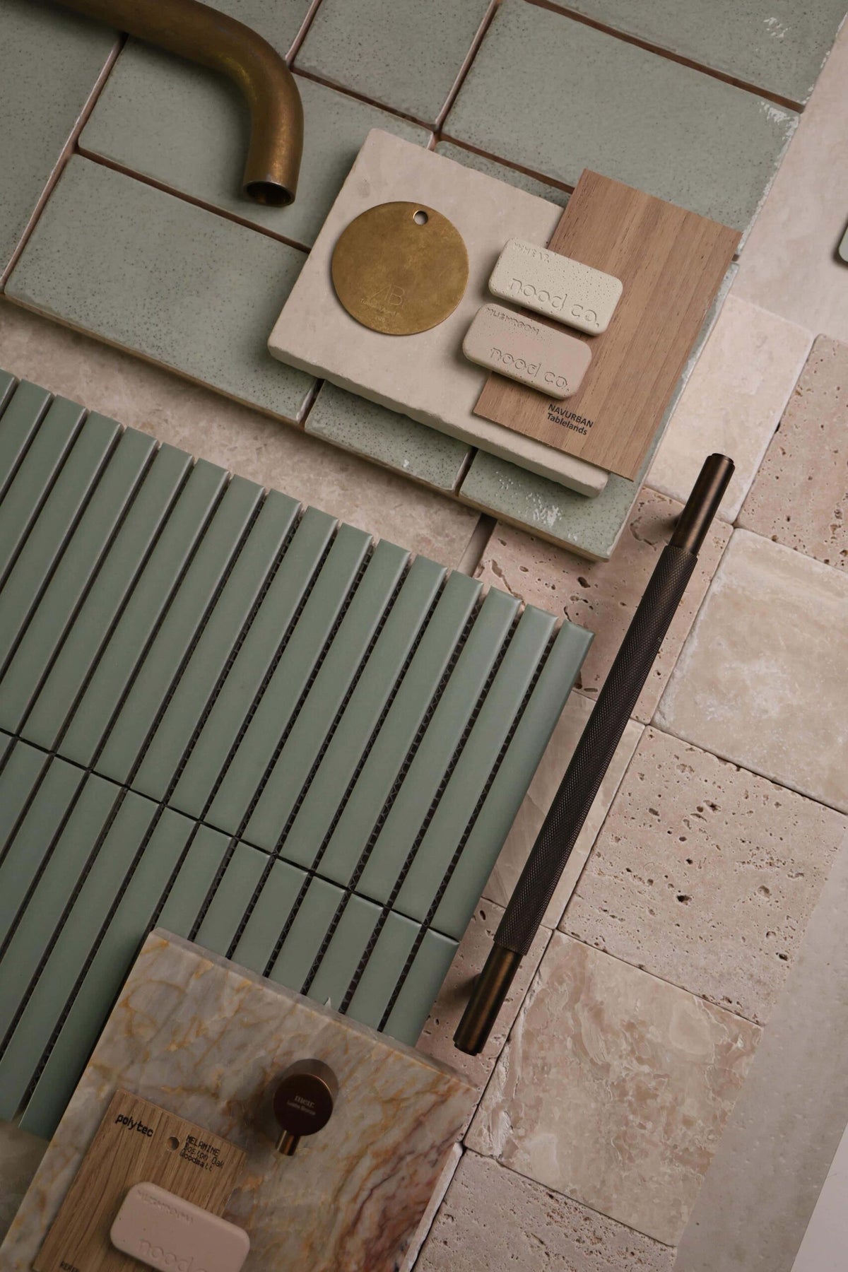 Botanica Kit Kat Series Porcelain Mosaic in Terracotta, Light Sage Green, Sage Green & White, Matt finish