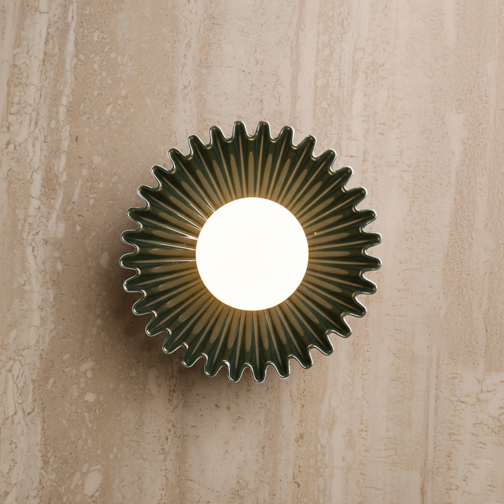 Lunara Shelby Ceramic Wall Light in Gloss Green