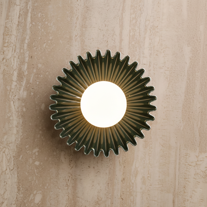 Lunara Shelby Ceramic Wall Light in Gloss Green #Colour_Gloss Green
