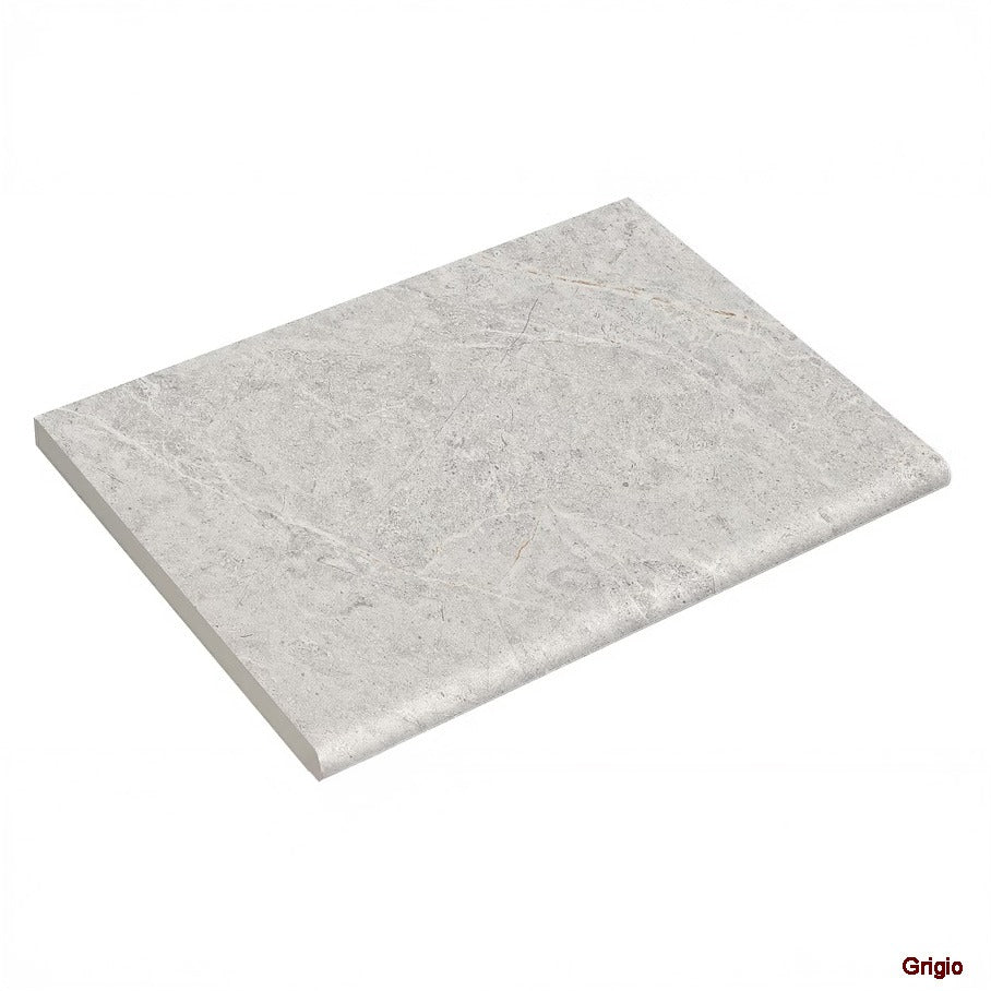 Kavala Stone Look Porcelain Bullnose Tile 400x600 mm in Grigio, Grip finish