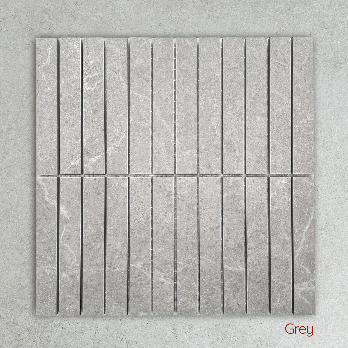 Jasper Stone Look Kit Kat Mosaic Tile in Ivory & Silver, Matt finish