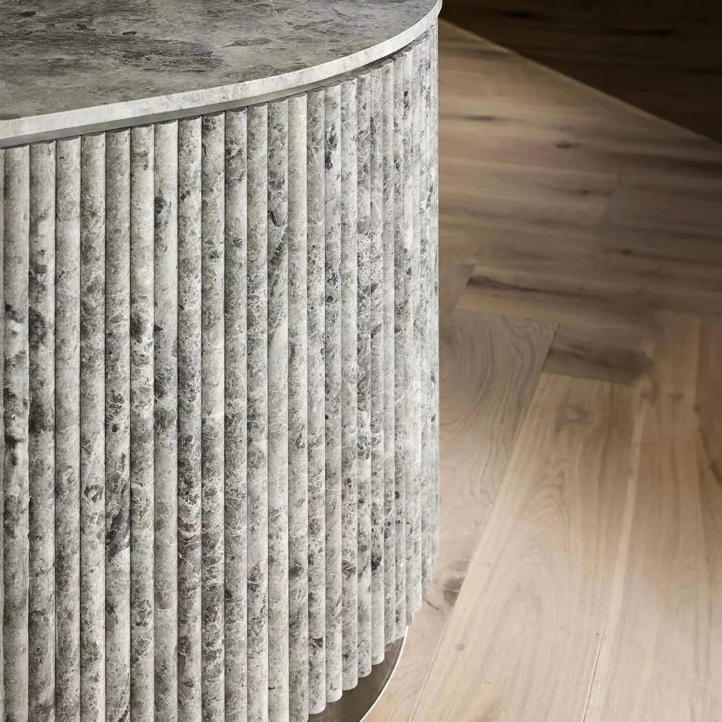 Convex Natural Stone Flutes in Grigio, Honed finish