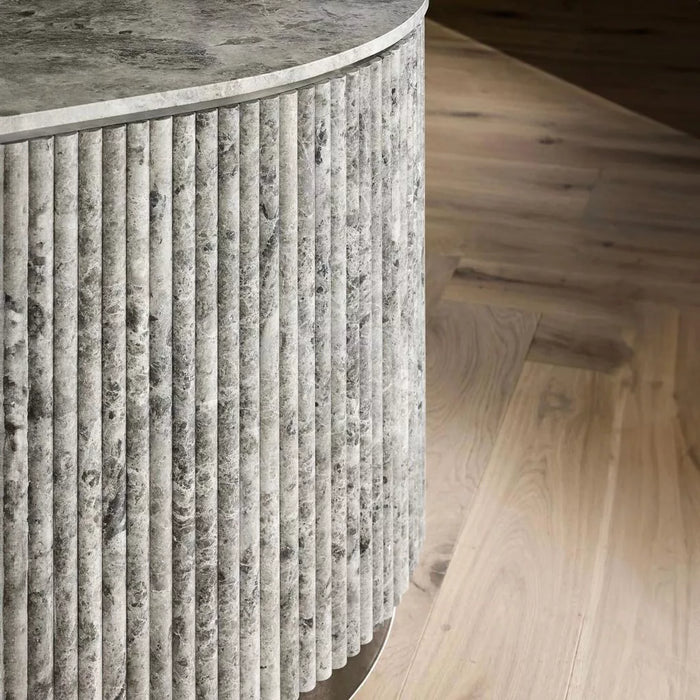 Convex Natural Stone Flutes in Grigio, Honed finish