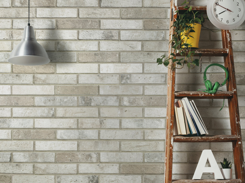 London Brick 60x250mm Floor & Wall Tile in Sunset, Multi, Fog, Beige & Charcoal, Rustic Natural finish