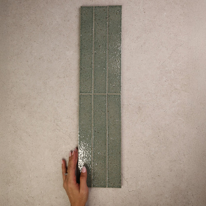 Kazoku Hatsu Long Subway Hand Glazed Japanese Tile in Red, Aqua, Wheat & White, Gloss finish