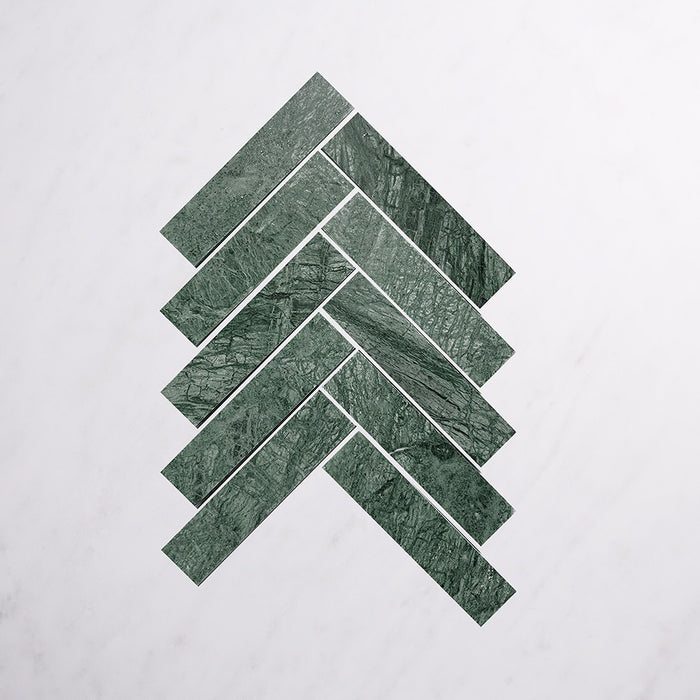 Art Indian Green Herringbone Marble Tile – Honed finish