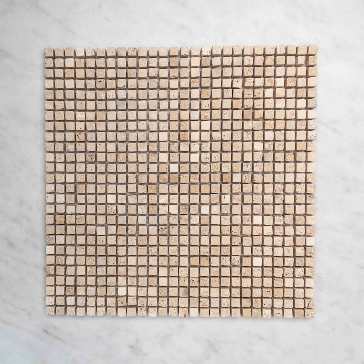 Mini Square Marble Mosaic Collection 305x305 mm in Travertine Red Tumbled