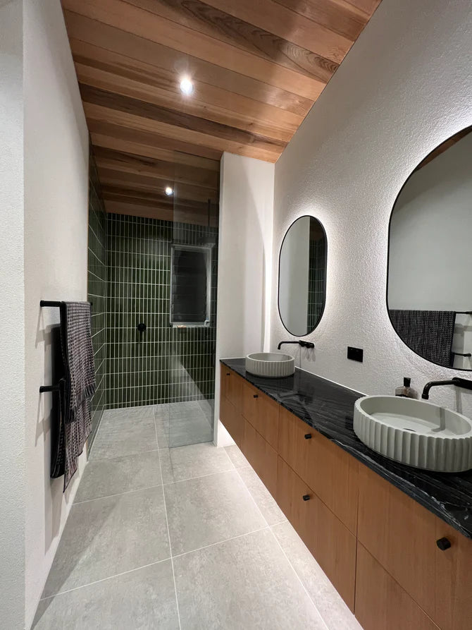 Kazoku Osaka Speckle Japanese Hand Glazed Finger Mosaics in Blue, Green & White, Gloss finish