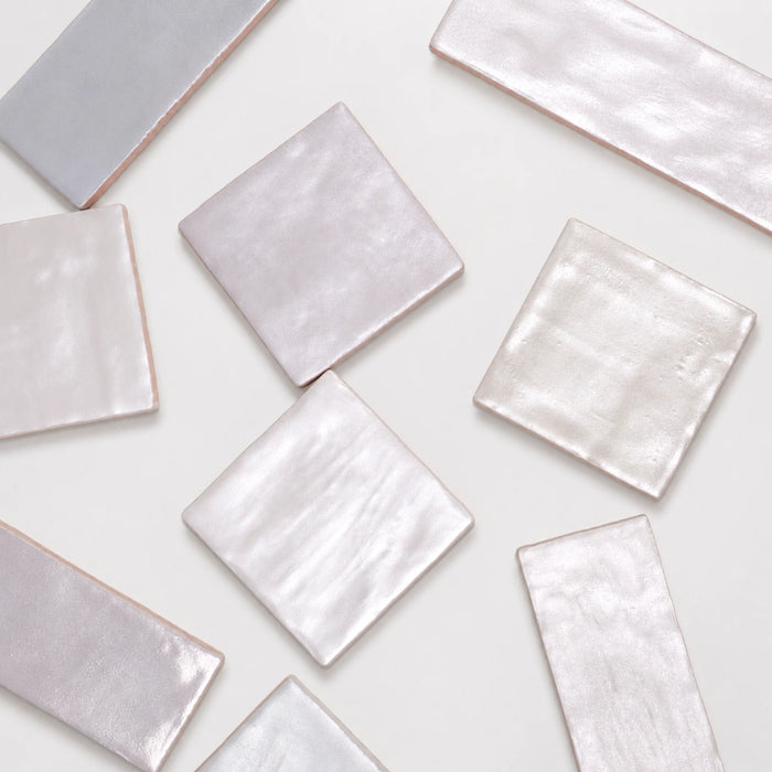 Iris Pearlescent Ceramic Wall Tile | Spanish Gloss Wall Tile in Silver, White, Platinum & Ivory, Pearlescence finish
