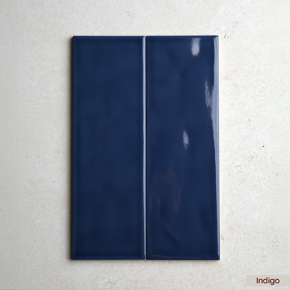 Windermare Series Subway Wall Tile 75 x 225 mm in Indigo, Gloss finish
