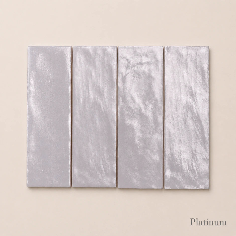Iris Pearlescent Ceramic Wall Tile | Spanish Gloss Wall Tile in Platinum, Pearlescence finish