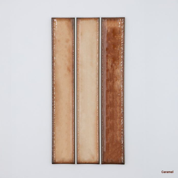 Kanji Series Spanish Porcelain Wall Tile in Caramel, Gloss finish