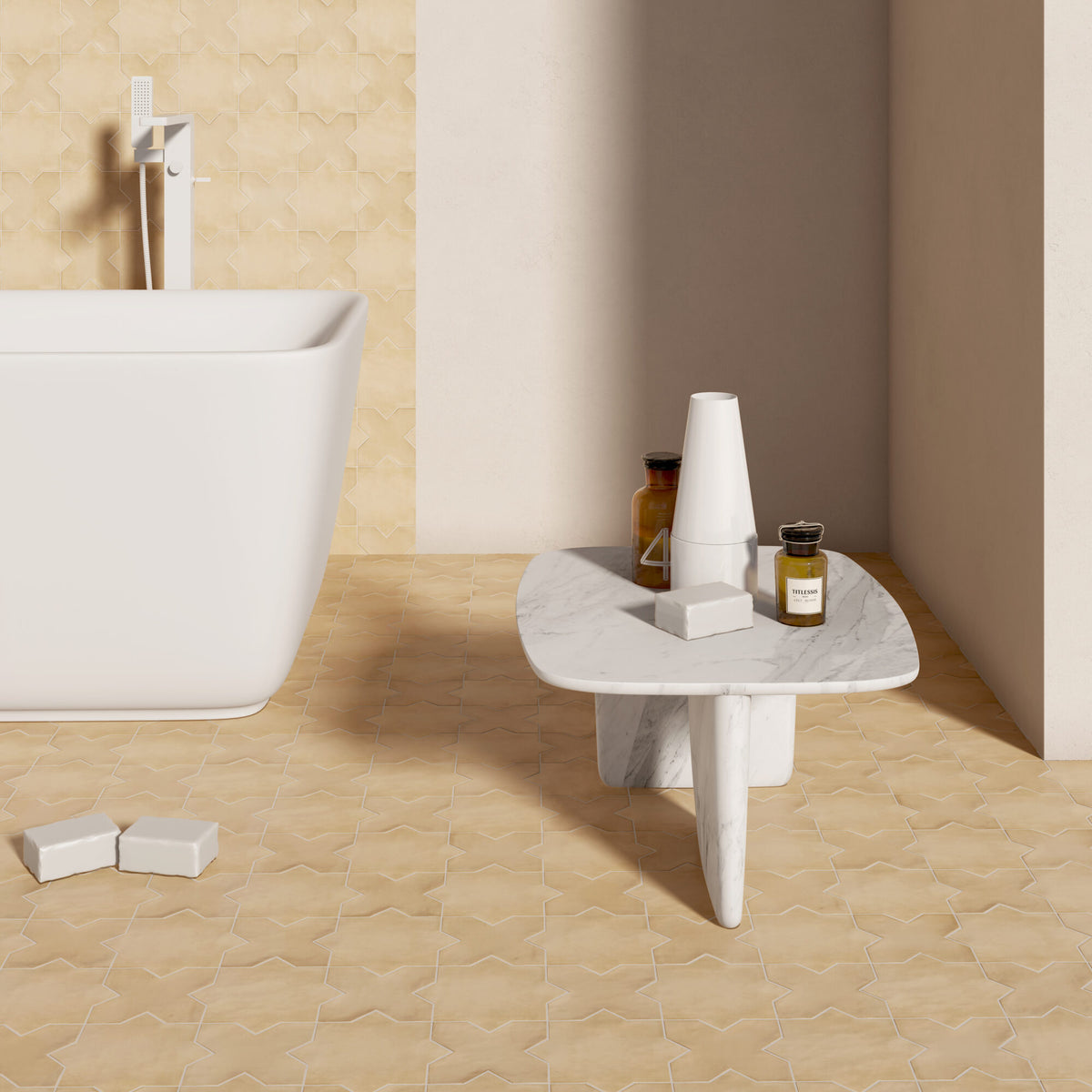 Kasbah Series Porcelain Tile Star in Fawn, Matt finish