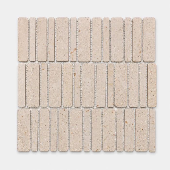 Keyboard Series Marble Mosaic 300x323mm in Limestone, Honed finish