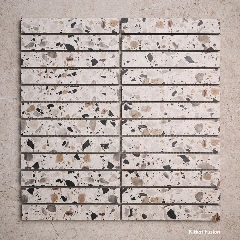 Kit Kat Terrazzo Mosaic 300 x 300 mm in Fusion, Matt finish