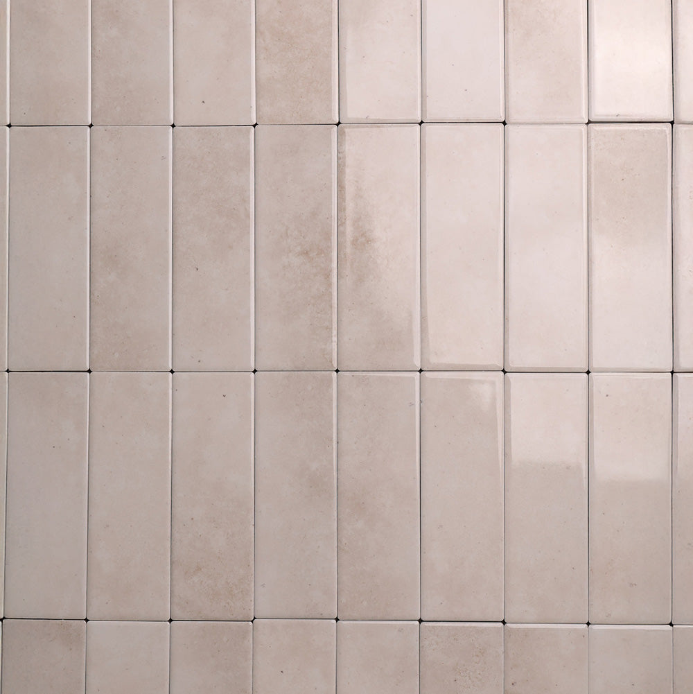 Linen Natural White Tile 50x150 mm – Gloss finish