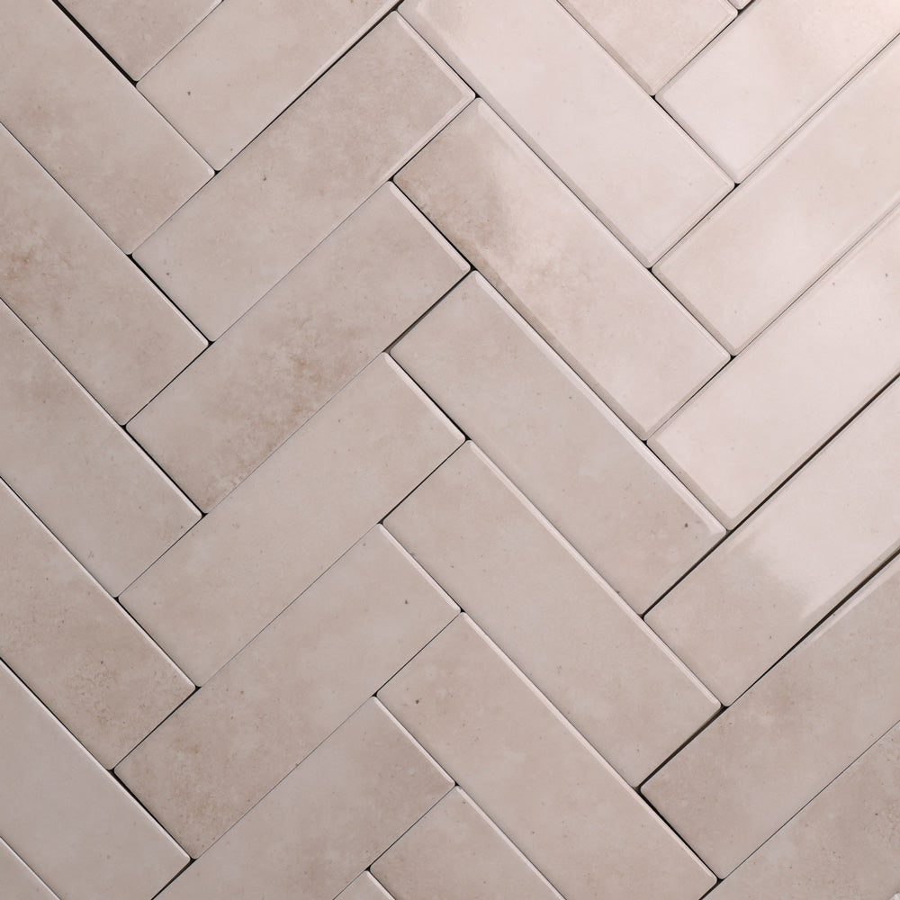 Linen Natural White Tile 50x150 mm – Gloss finish