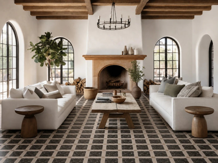 Tuscan Dot Marble Mosaic Set in Levanto, Honed finish