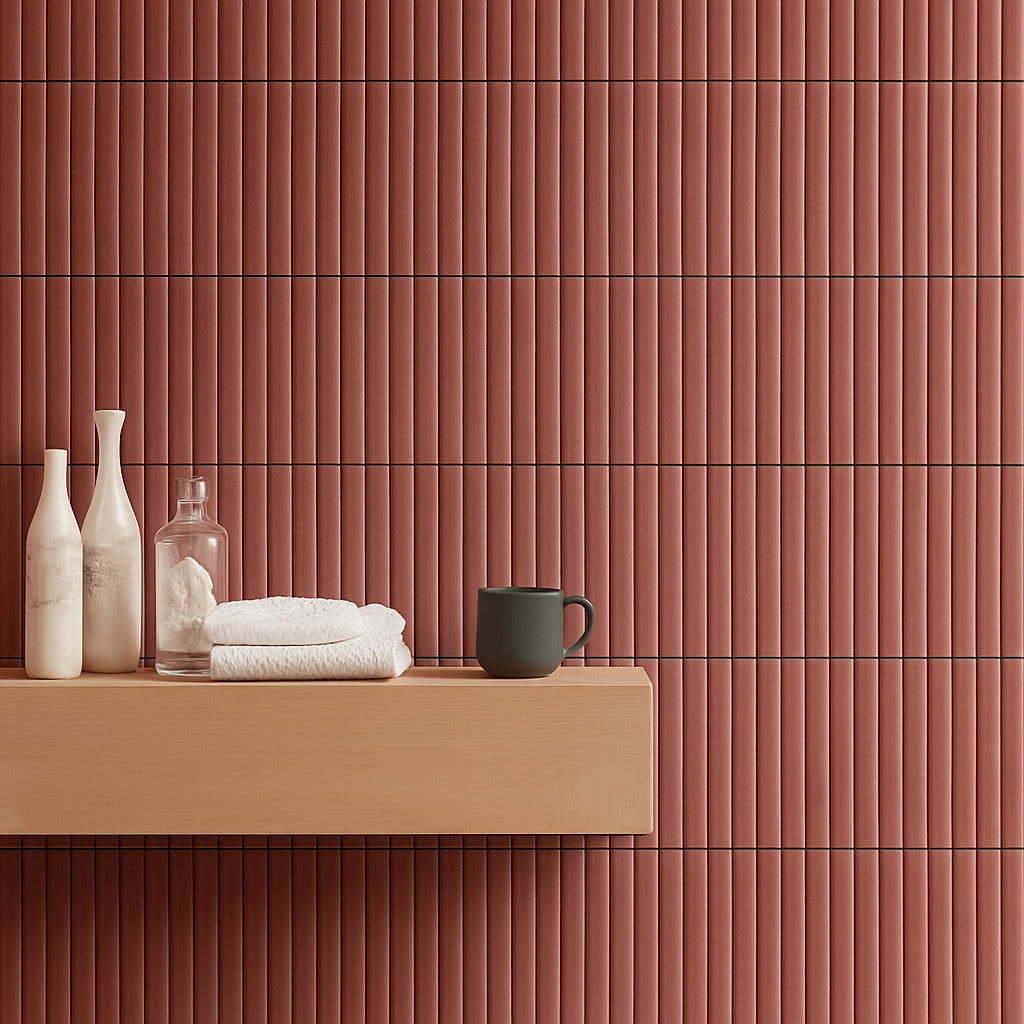 Bamboo Series Porcelain 286x260 mm Mosaic in Burgundy, Green, Mint, Gris & Salt & Pepper, Matt finish