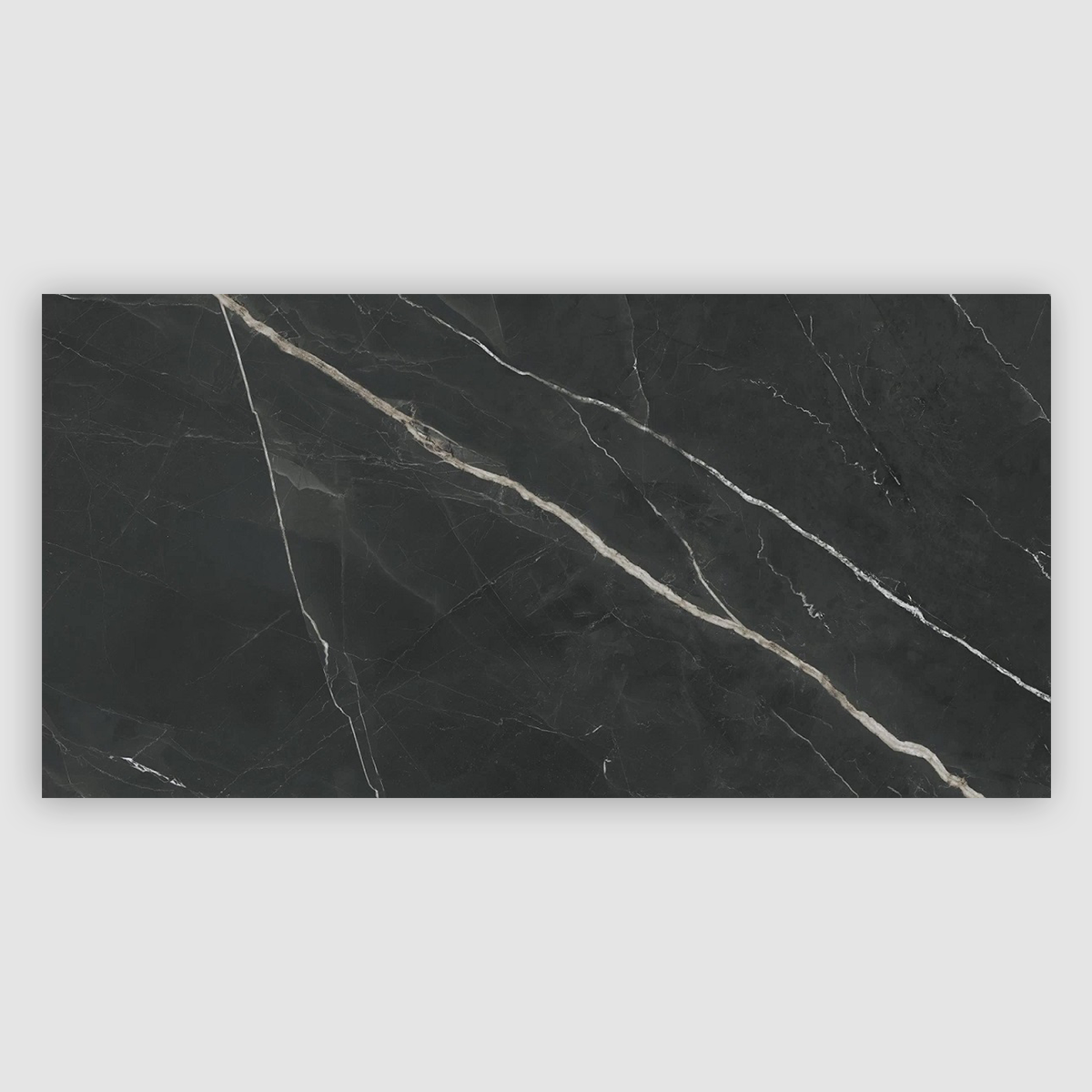 Marvel Gala Italian Porcelain Tile in Calacatta Black, Lappato finish