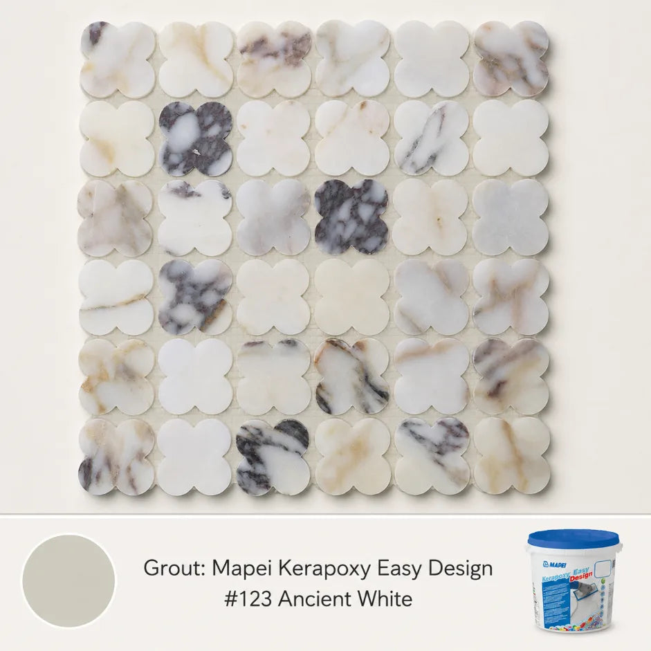 Alhambra Flower Viola Marble Mosaic 49 mm – Honed finish
