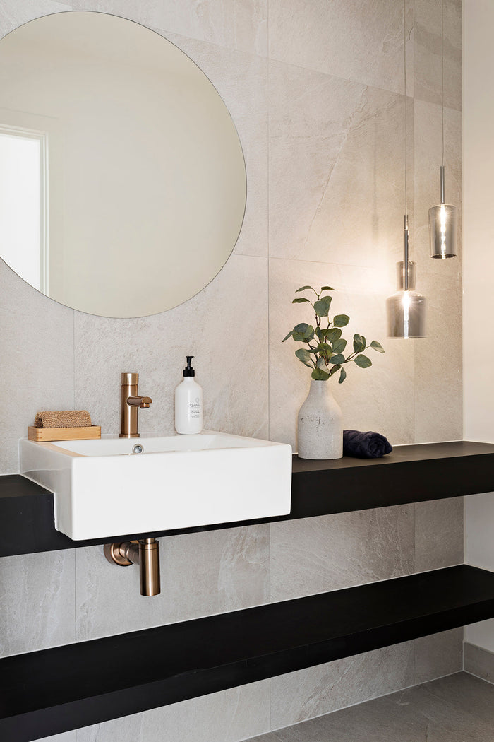 Round Pinless Basin Mixer in Champagne | Meir #Colour_Champagne